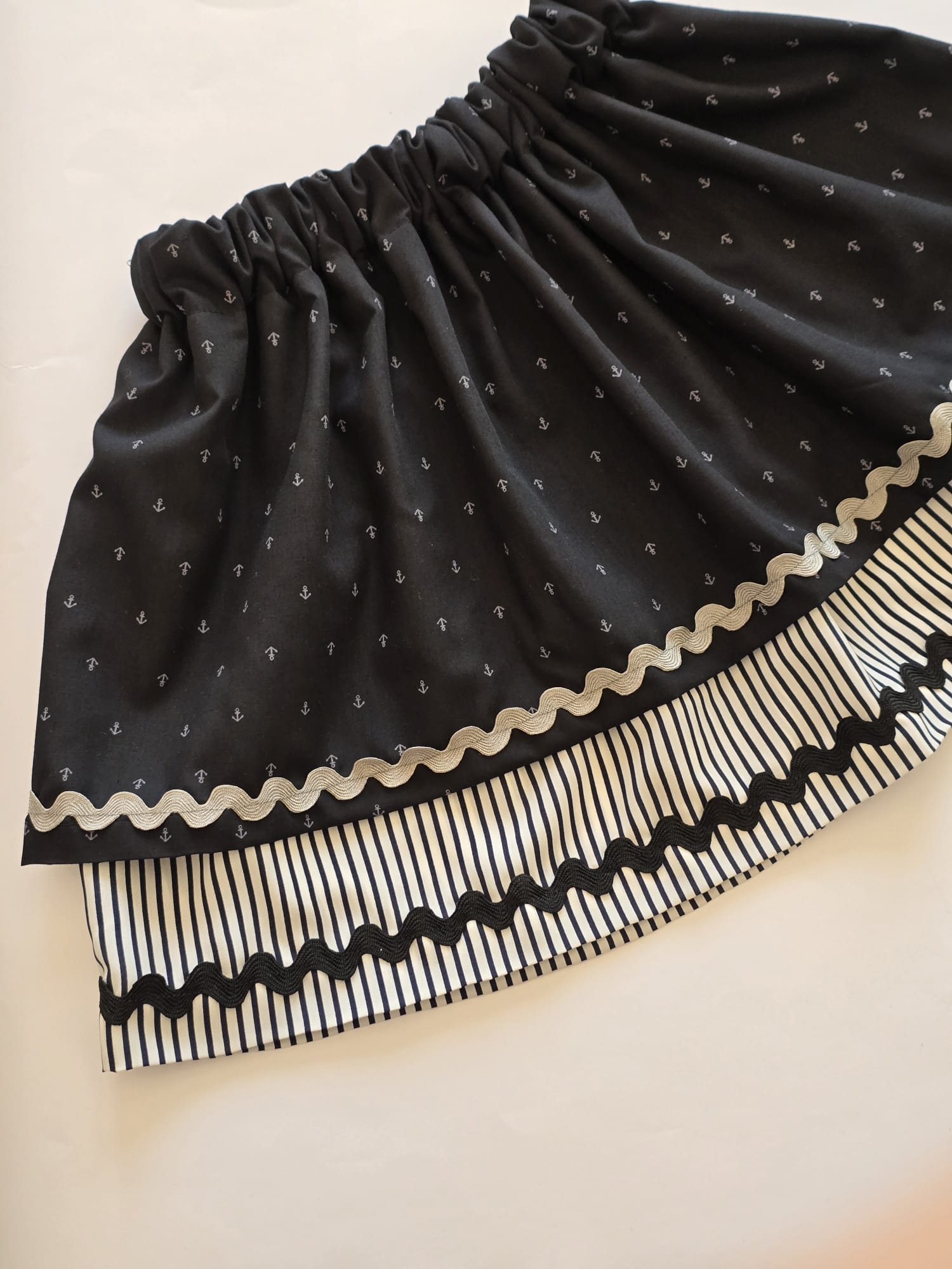 Double Layers Striped Black Skirt